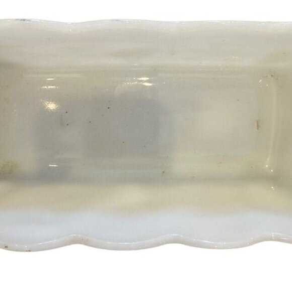 Anchor Hocking Milk Glass Planter Grapevine Design Rectangular Scalloped Edge - Picture 4 of 7